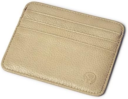 Genuine Leather Credit Card Holder,Front Pocket Wallet - 6 Card Slots and 1 Pockets, Slim Design by mSure(Apricot)