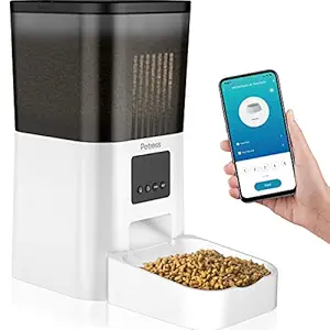 Automatic Cat Feeders, 4L Pet Feeder for Small to Medium Dogs and Cats Via APP Control WiFi, Auto Dog Food Dispensers with 1-12 Portions, 1-10 Meals Daily with 10s Voice Recorder