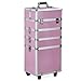 All in 1 Pro Large Aluminium Hairdressing Makeup Vanity Toiletry Storage Nail Case Box Beauty Cosmetics Trolley 4 in 1 (Pink)