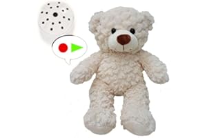 SPLODGE TEDDY PARTIES Splodge - Orsacchiotto registrabile con confezione regalo, 20 cm, soffice orsacchiotto color crema, registra un messaggio personale di 60 secondi