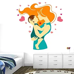StickMe Mother and Baby - Love - Child - Creative - Colorful - Wall Sticker -SM689 (Multi Colour, Vinyl - 65cm X 65 cm )