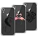 Produktbild KOTPARX Kompatibel mit Hülle iPhone XR Silikon Transparent Durchsichtig Handyhülle Schutzhülle TPU Ultra Dünn Slim Kratzfest mit Motiv Muster - Schwarz Feder + Flamingo + Feder
