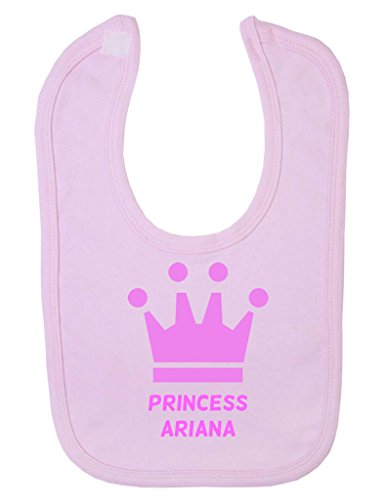 Personalised Princess Name Pink Crown Customise With Name Cute Unique Velcro Fastening Baby Bib