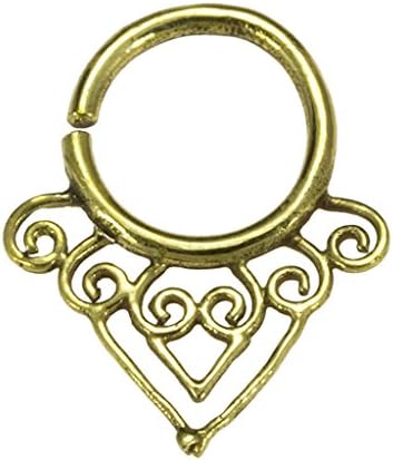 Brass Hearts Swirl Design 18G Septum Ring - 7mm (0.3") Inner Hoop with Adjustable Opening - Street Habit Jewelry