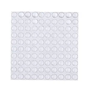 SHAFIRE Round Adhesive Silica Gel Bumpers Door Cabinet Drawer Safety Stopper Mute Buffer, 3x8 mm, Clear -Set of 100 Pieces, 1 Sheet