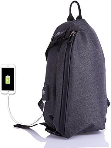 Sling Bag with USB Charging Port Chest Shoulder Backpack Crossbody Daypacks Bicycle Fashion Lightweight for Men and Women