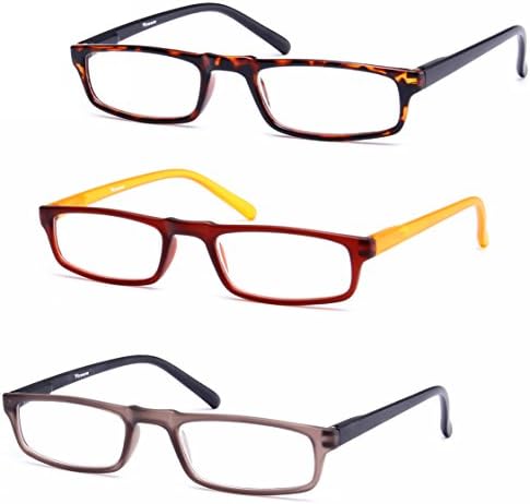 High Value Pack! 3 pack wayfarer reading glasses for men women ¡­ (+1.00, 3 pack with one hard case)