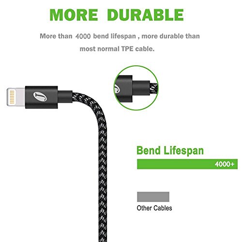  Pack DE 3  2m  C  ble iPhone Chargeur iPhone Lightning  Jecent Longue Cable en Nylon Tress   Robuste avec Connecteur en Aluminium pour iPhoneX 8 8Plu
