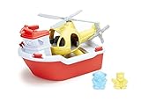Green Toys RBH1-1155 - Rettungsboot mit Hubschrauber, Spiel