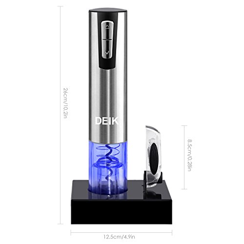 Deik Korkenzieher, Elektrischer Korkenzieher, Elektrische Flaschenöffner Korkenzieher, Elektrischer Flaschenöffner, Kapselschneider für Weinflaschen, Aufladungsbasis mit Geliefert, Silber - 3