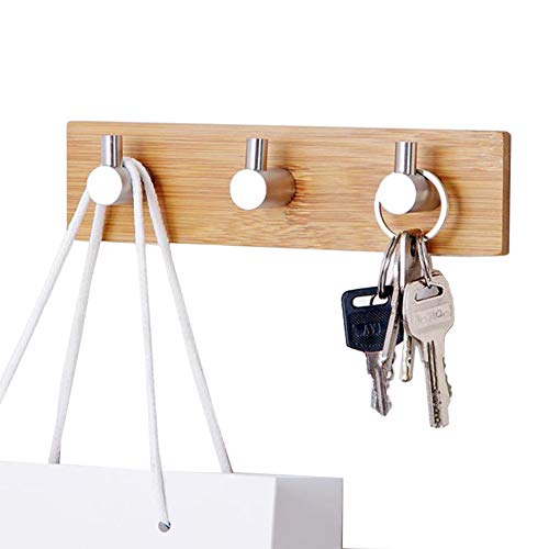 Preisvergleich Produktbild NOTENS Selbstklebend Haken Handtuchhaken Bad Küche Handtuchhalter Kleiderhaken Wandhaken Ohne Bohren Bambus Schlüssel Haken 3 Hakens