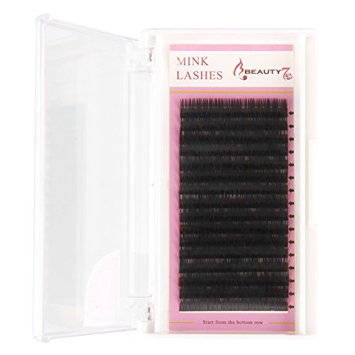 Beauty7 Black Individual Silk Tray Lashes Eyelashes for Eyelash Extension Natural J Curl 0.25mm Thickness 6-14mm Length Fake Eyelashes Individual Eyelash Extensions