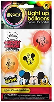 ILLOOMS LIGHT UP BALLOONS 5 PACK: MICKEY MOUSE & FRIENDS