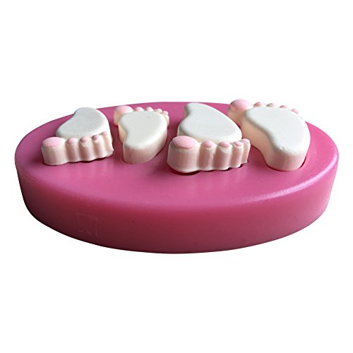 MOLLYSKY Zwei Paare Baby-Fuß-3D-Silikon-Form für Kuchendekoration,Rosa - 4