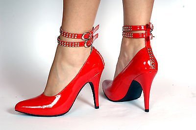 MicheleX 7904 Red High Heel Court Sandals Pump Shoes Transvestite