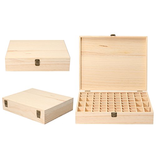 Ätherische Öl Box Essential Oil Organizer aus Holz 68 Fächer für Ätherische Öle Flaschen Schachtel 35×28×8 cm - 4