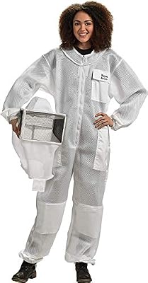 Bees & Co U85 Combinaison d'apiculteur Ultra légère avec Voile carré, Blanc satiné, X-Small