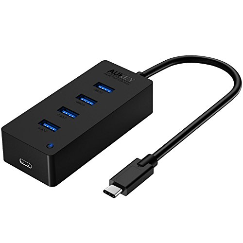 AUKEY USB Type C Hub auf 4 Port USB 3.0, USB C Port mit PD ( Power Delivery ) Ladefunktion Hub für New Macbook