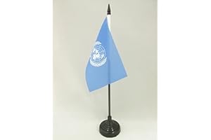 AZ FLAG - Tischflagge Vereinte Nationen Uno - 15x10 cm - United Nations Tischfahne 10 x 15 Cm - Flaggen