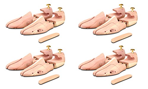 Langer & Messmer 4 paia di tendiscarpe in legno di cedro (per uomini e donne), incluso calzascarpe da viaggio - taglie 40/41