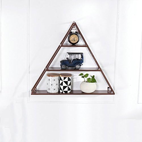 Wood Flower Rack ---- Black / Gold / White / Cinnamon Triangle Iron On The Wall Pot Rack Living Room Wall Bookshelf Flower Rack Creative Wall Hanging Decorative Frame Spacer - Plate Storage Shelf 70*11*60cm ---Please refer to the description ( Color : Cinnamon )