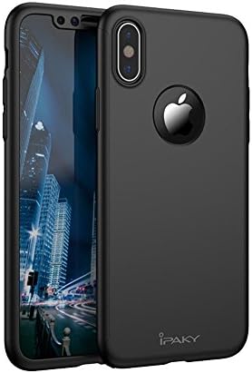 iPhone X Case iPaky 360 Full Body Protection Cover [Slim-Fit] [Anti-Scratch] [Shock Absorption] [Supports Wireless Charging] for 5.8" Apple iPhone X / 10 (iPhone X, black 5.8")