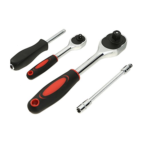 LESOLEIL Steckschlüssel Satz Handwerkzeuge Universal Reparatur Werkzeuge Ratschen Sechskant Steckschlüsseleinsatz Torx- Schlitz Phillips Pozidrive Bit Steckschlüsseleinsätze Werkzeugkoffer 61 teilig - 5