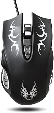 AMATOLIFE Professional Optical USB Wired Gaming Mouse Computer Mice with 4 Adjustable DPI, Ergonomic & Antiskid Design - Day gift for boy