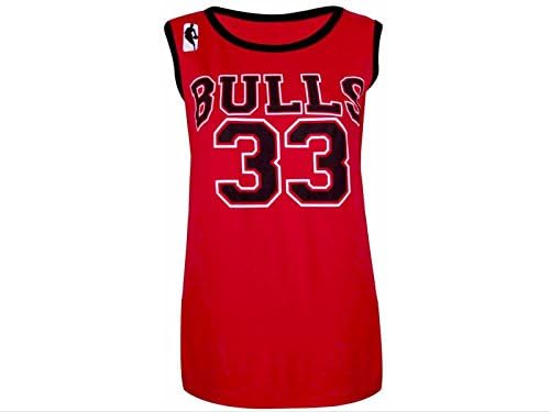 NEW WOMEN'S CELEBRITY 33 CHICAGO BULLS VEST TOP TEE SHIRT UK (SM, Red)