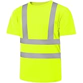 AUYAO Reflective Safety Shirts, High Visibility Reflective T-Shirts, Reflective Safety Workwear, High Visibility T-Shirt for