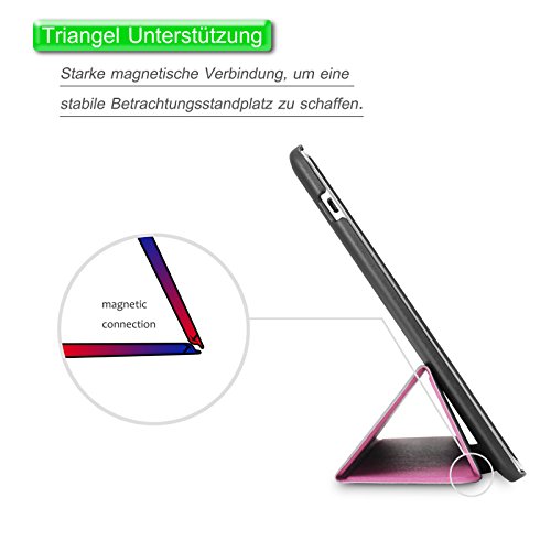 Infiland Huawei MediaPad M2 (10 Zoll) Tablet Hülle Case-Ultra Dünn Tri-Fold Smart-Muschel PU Leder Ultra Schlank Superleicht Ständer Smart Shell Cover Schutzhülle Etui Tasche für Huawei MediaPad M2 WiFi 25,4 cm (10 Zoll) Tablet-PC(mit Auto Schlaf / Wach Funktion)(Rosa) - 5