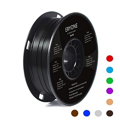 ERYONE Filament PLA 1.75mm, Eryone PLA Filament 1.75mm, Imprimante 3D Filament PLA Pour Imprimante 3D, 1kg 1 Spool,Noir