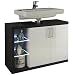 Produktbild trendteam smart living Badezimmer Waschbeckenunterschrank Unterschrank Sunrise, 90 x 63 x 36 cm in Korpus Sardegna Rauchsilber (Nb.), Front Weiß mit Siphonausschnitt