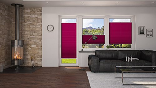DecoProfi PLISSEE bordeaux, verspannt, Breite 60cm x 130cm (max. Gesamthöhe Fensterflügel), mit Klemmträger / Klemmfix / ohne Bohren - 6