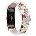 Produktbild HKFV Uhrarmband Armband UhrenarmbandMuster Lederband Ersatz Uhrenarmband für Fitbit Charge 2 Laden Sie 2 neue Abschnitte floral Lederband Uhrenarmband (B)
