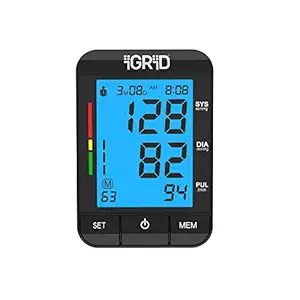iGRiD Upper Arm Blood Pressure Monitor Machine with Backlit Screen - IG 1408 Digital BP Machine with for Home Use, Accurate Monitorig, 22-42cm Cuff, 2x90 Sets Memory