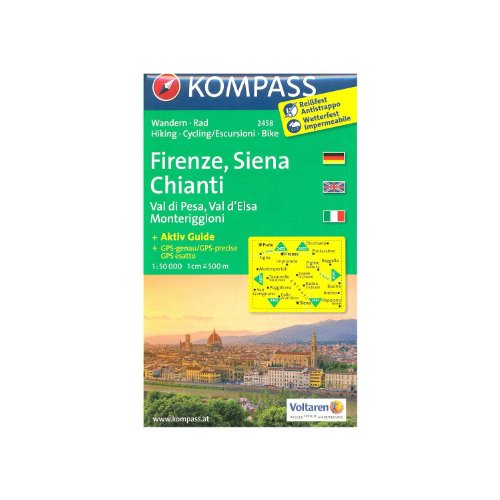 Florence, Sienne, Chianti (Toscane, Italie) 1:50.000 carte de randonnée topographique KOMPASS # 2458 en ligne