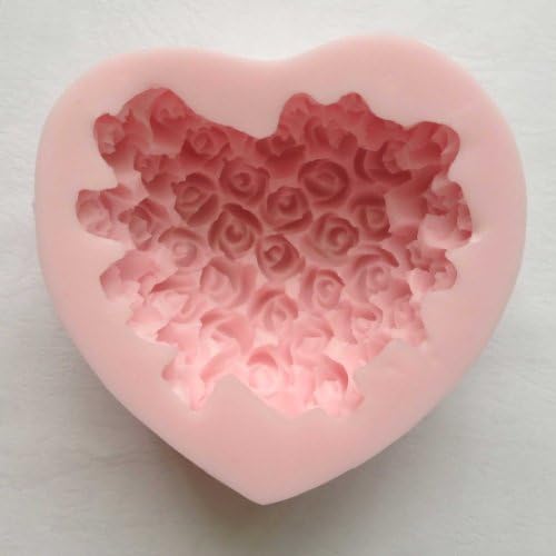 ROSE HEART SILICONE MOULD for sugarcraft icing cake decorating chocolate soap candle fondant fimo gum paste PMC clay, heart shape demension 60x45 mm
