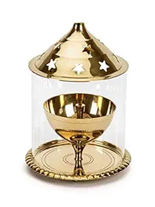 Wacky Brass Golden Akhand Diya (Gold_3.9 Inch X 3.9 Inch X 5.9 Inch)