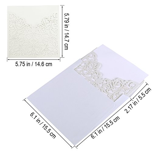 ROSENICE 10Pcs Hochzeit Einladungskarten – aushöhlen dekoratives Muster (weiß) - 2