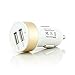 Produktbild Saxonia KFZ Ladeadapter 2x USB-Port | Universal Auto Ladegerät für Tablet Smartphone Navi E-book Reader | Farbe: Gold