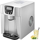 BuoQua Machine à Glaçons Portable Ice Maker 12KG par 24H Remplissage d'Eau Manuel ou Automatique (Argenté)