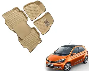 WolkomHome Car Mats Luxury Floor 3D Mat Carpets Beige for Tata Tiago 2019