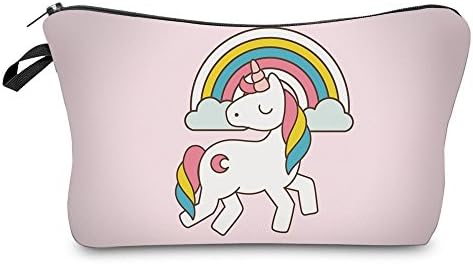 NobleQueen 2017 3D Printed Unicorn Cosmetic Bags Kawaii Style Colorful Gift Girls Portable Travel Necessary (Rainbow Unicorn)