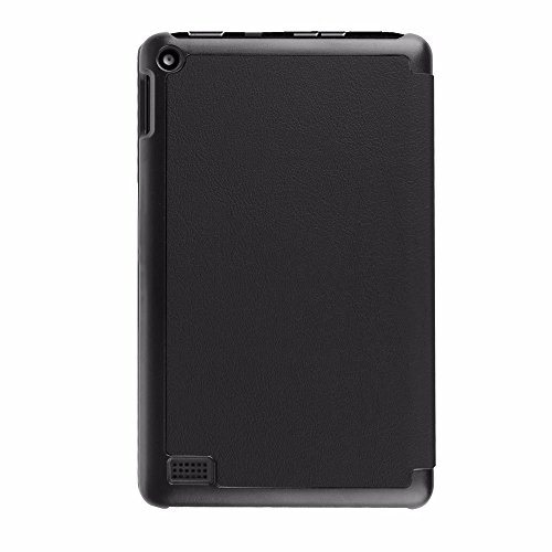 Amazon Fire 7-Hülle (7-Zoll-Tablet, 7. Generation – 2017), EasyAcc Hochwertiges PU Leder Schutzhülle Case – mit Standfunktion für neue Fire 7-Tablet, 17,7 cm (7 Zoll) Display – (Schwarz, Kunstleder, Ultra Dünn) - 5