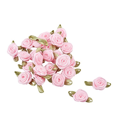 Rose Streu Deko 24er Set Stoff 2cm Blumendeko (Rosa)