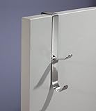 mDesign Türgarderobe – Hakenleiste zum Einhängen in die Tür – mit 2 Haken für Mäntel, Jacken, Bademäntel, Handtücher in Flur und Bad – rostfreier Stahl, gebürstet - 3