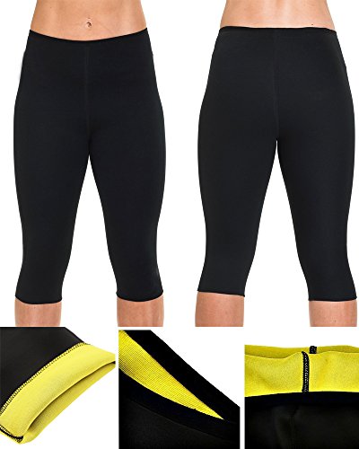 DODOING Damen Mädchen Hot Capri Shapers Pants Schwitzhose Fitnesshose Training Capri Schlank Hose Neopren - 5