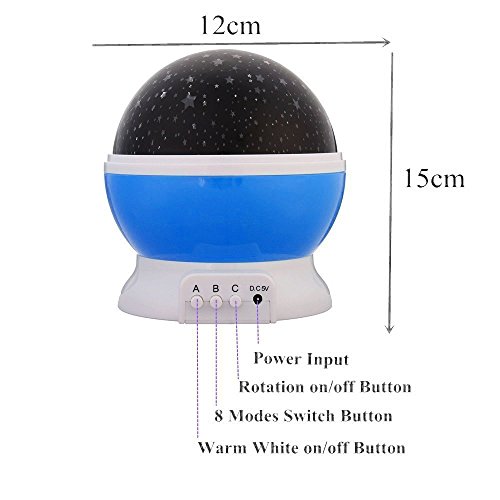 GRDE® projektion lampe Geburtstag lampe Weihnachtsgeschenke Romantische Lamp Dekorative Leuchten Innenleuchten 4 led Nachlicht Sun und Stern Beleuchtung Lampe 360 Grad entspannende Stimmung Licht projektor Baby Kinder zimmer Schlafzimmer Kinder Zimmerfür Weihnacht Geburtstag Ferien Partei(Blau) - 2