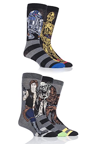 Sock Shop Mens 5 Paire Disney Star Wars Heros Yoda, Chewbacca, C3P0, R2-D2 et Han Solo Chaussettes 6-11 Mens Assorted